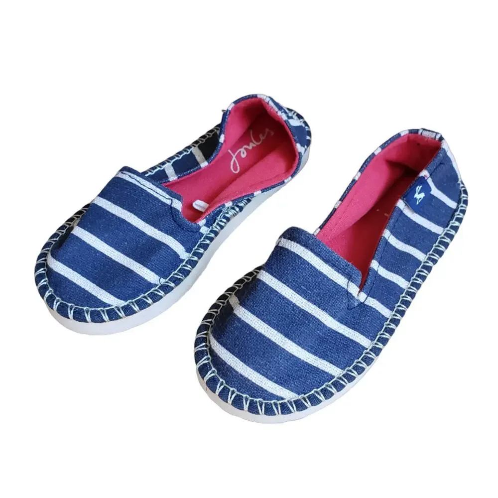 NEW! Joules Flipadrille Girl's Canvas Striped Flats Size 11